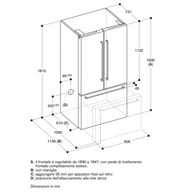 Gaggenau ry295350 freistehender Kühlschrank mit Gefrierfach 90 cm, schwarzer Stahl