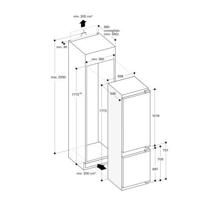 Gaggenau rb282306 built-in fridge freezer h 177 cm