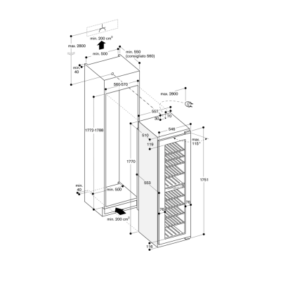 Gaggenau rw282263 built-in wine cellar h 177 cm