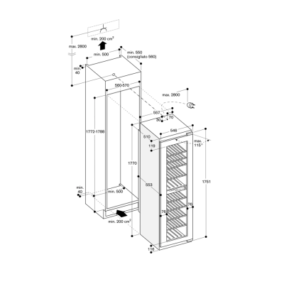 Gaggenau rw282263 cantina da incasso h 177 cm