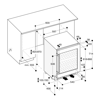 Gaggenau rw404264 cave à vin encastrable sous plan 60 cm h 82 inox