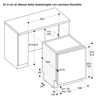 Gaggenau df480101f lavastoviglie da incasso scomparsa totale 60 cm h 81.5