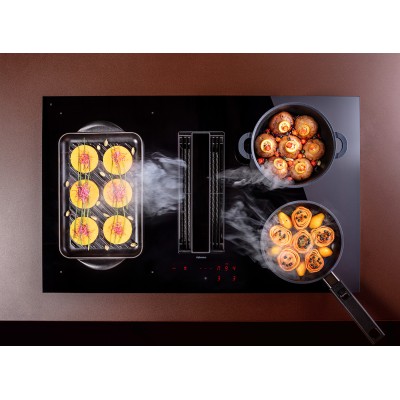 Falmec Zero induction hob with integrated hood 85 cm black glass ceramic