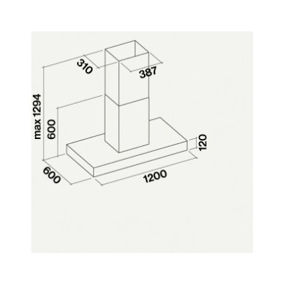 Falmec line pro hotte îlot professionnelle 120 cm acier inoxydable clpi20.e3