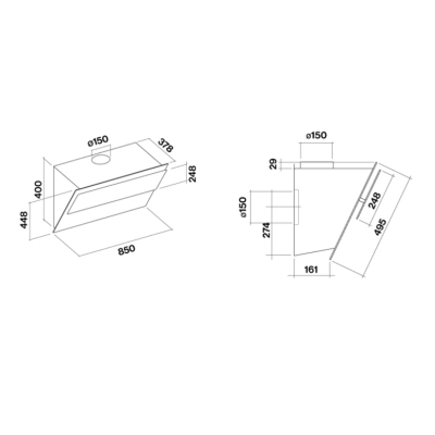 Falmec Verso Easy cappa a parete 85 cm vetro bianco