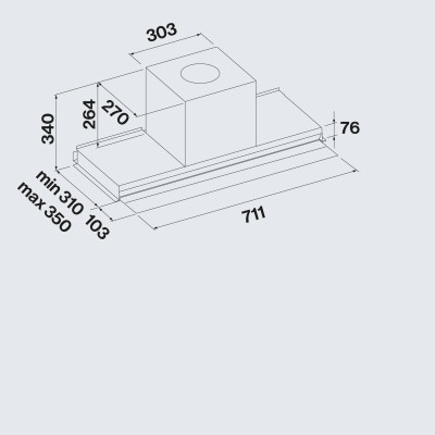 Falmec Virgola Touch built-in hood under cabinet 71 cm stainless steel