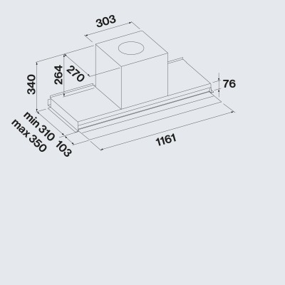 Virgola No Drop Touch campana bajo mueble empotrada 116 cm acero inoxidable