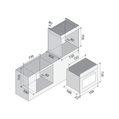 Four multifonction encastrable Ilve ov30pmt3-mk Panoramagic 76 cm noir mat