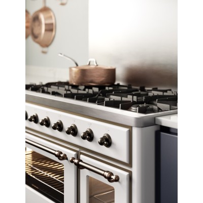 Ilve m12n cucina da appoggio gas + cappa 120 cm bianco - brunito