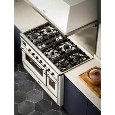 Ilve m12n cucina da appoggio gas + cappa 120 cm bianco - brunito