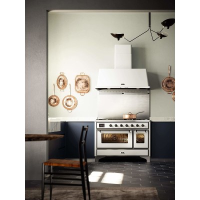 Ilve m12n cucina da appoggio gas + cappa 120 cm bianco - brunito