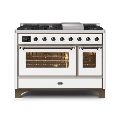 Ilve m12n-wh cucina da appoggio gas + frytop 120 cm bianco - brunito