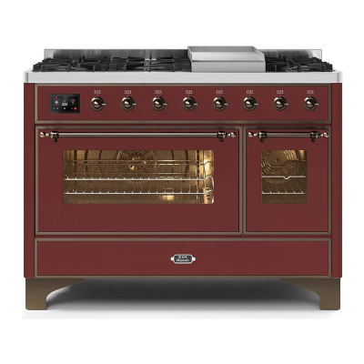 Ilve m12n-bu gas countertop kitchen + frytop 120 cm burgundy red - burnished