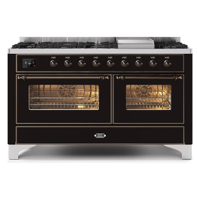 Ilve m15n-bk cucina da appoggio gas + frytop 150 cm nero - brunito