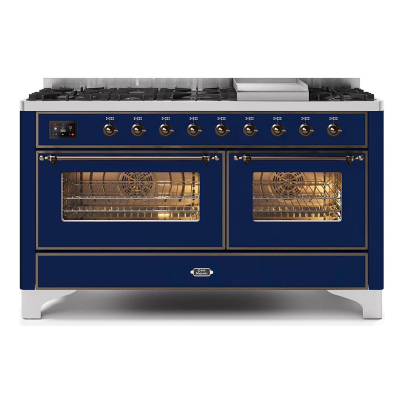 Ilve m15n-mb cocina de encimera a gas + frytop 150 cm azul - bruñido