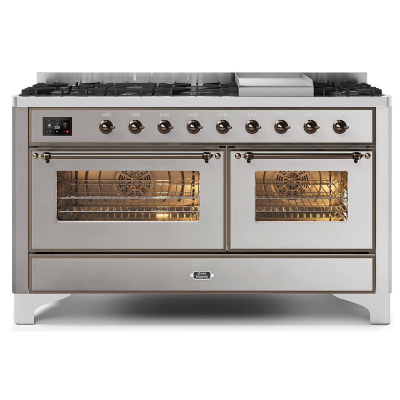 Ilve m15n-ss cucina da appoggio gas + frytop 150 cm inox - brunito