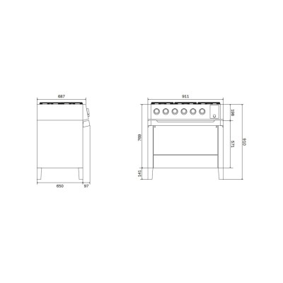 Ilve pm09-mk Induktions-Arbeitsplattenküche + Dunstabzugshaube 90 cm schwarz - Panoramagic