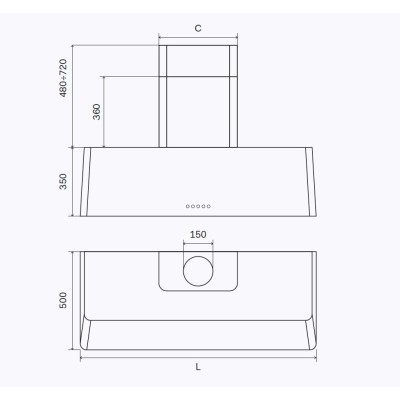 Ilve p06n Gas-Arbeitsplatte Küche + Dunstabzugshaube 60 cm Graphit – Kupfer