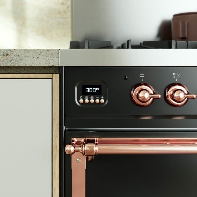 Ilve p09n gas countertop kitchen + 90 cm hood graphite - copper