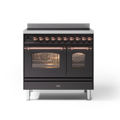 Ilve pd09n Induktionskochfeld + 90 cm Dunstabzugshaube, Graphit – Kupfer