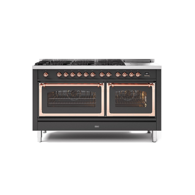 Ilve p15n gas cooker with copper frame 150 cm graphite