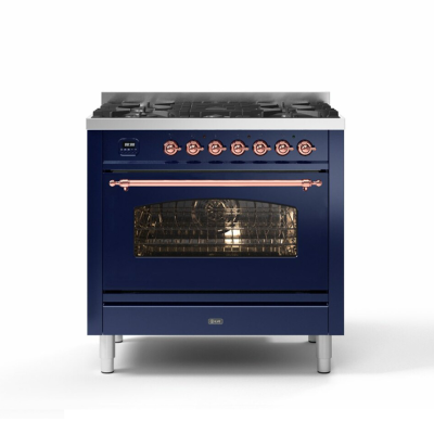 Ilve p36n cocina de gas de encimera con horno pirolítico 90 cm azul - cobre