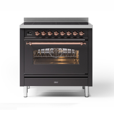 Ilve p36n induction countertop cooker with pyrolytic oven 90 cm graphite - copper