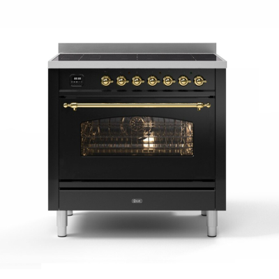 Ilve p36n cocina de inducción de encimera con horno pirolítico 90 cm negro - latón