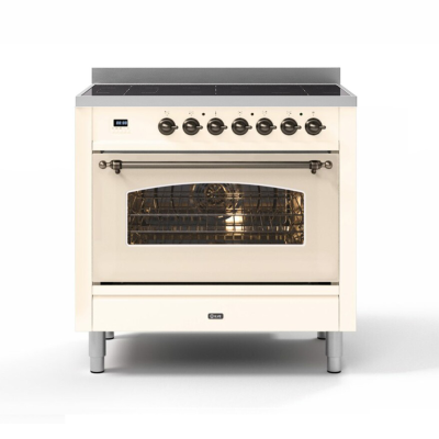 Ilve p36n cucina induzione da appoggio con forno pirolitico 90 cm bianco antico - brunito