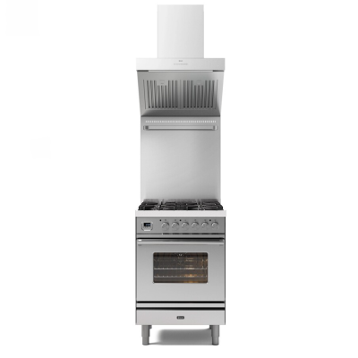 Ilve p06w gas cooker with 60 cm stainless steel hood