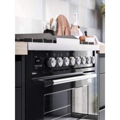 Cocina de gas de encimera Ilve p09w con campana de acero inoxidable de 90 cm