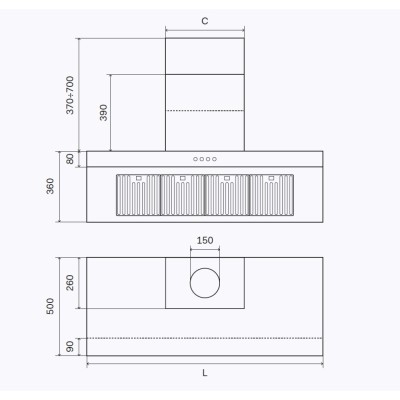 Ilve pd10w Gaskocher für die Arbeitsplatte + 100 cm Edelstahlhaube