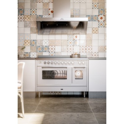 Kuchenka gazowa blatowa Ilve p12w + okap ze stali nierdzewnej 120 cm