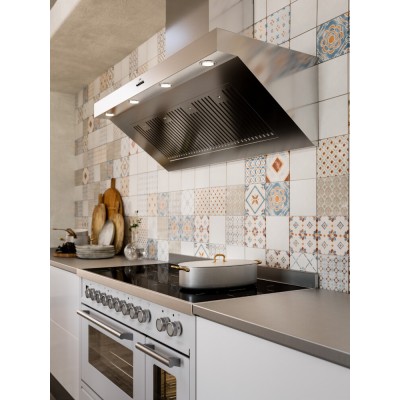 Ilve p12w Gaskocher für die Arbeitsplatte + 120 cm Edelstahlhaube