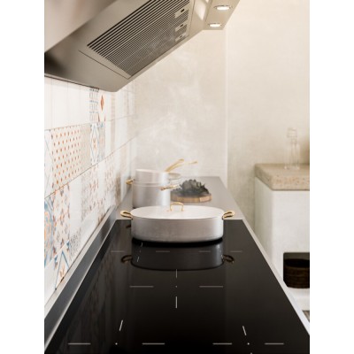 Cuisinière à gaz de comptoir Ilve p12w + hotte inox 120 cm