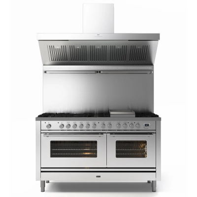 Ilve p15w Gaskocher für die Arbeitsplatte + 150 cm Edelstahlhaube