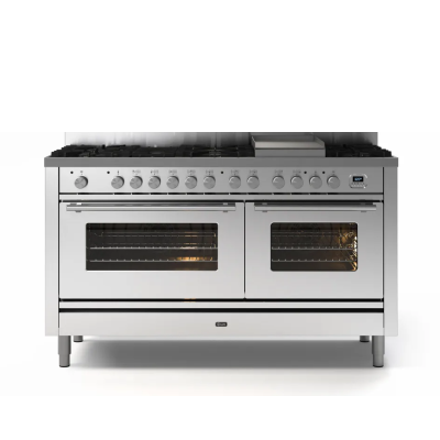 Cuisinière à gaz de comptoir Ilve p15w 150 cm en acier inoxydable