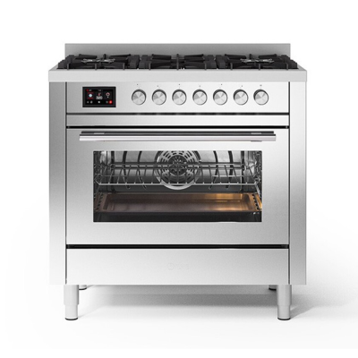Ilve P36W kuchenka gazowa blatowa z piekarnikiem pirolitycznym 90 cm w stali nierdzewnej – Professional Plus