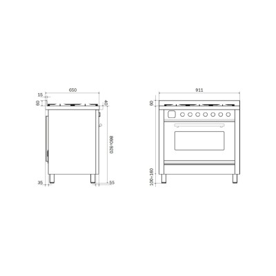 Ilve p36w gas cooker with pyrolytic oven 90 cm stainless steel - Professional Plus