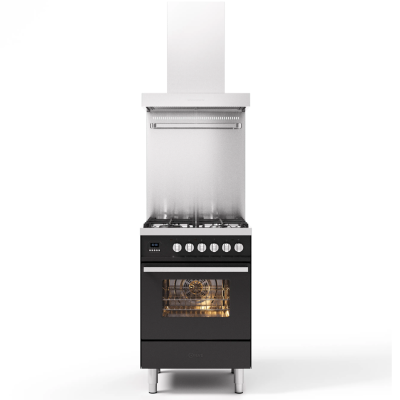 Cuisinière à gaz de comptoir Ilve l06 + hotte graphite 60 cm