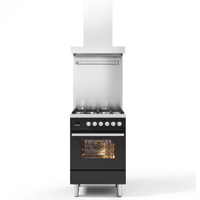 Ilve L06 Gaskocher für die Arbeitsplatte + 60 cm Graphithaube