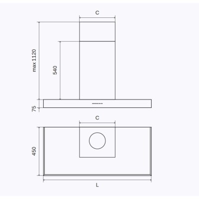 Cuisinière à gaz de comptoir Ilve l06 + hotte graphite 60 cm