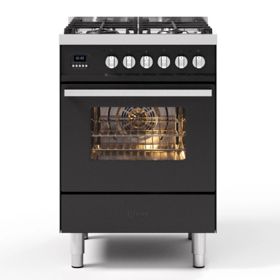 Ilve L06 60 cm Graphit-Gasherd für die Arbeitsplatte – Pro Line