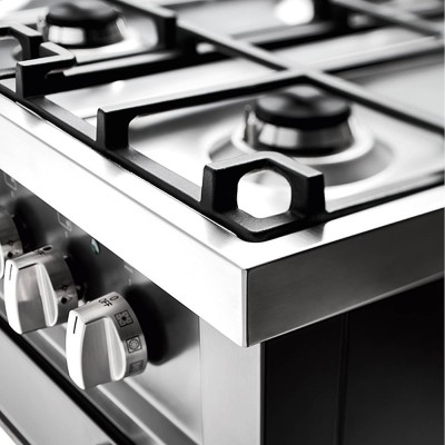 Cuisinière à gaz de comptoir Ilve L06 + hotte aspirante en acier inoxydable de 60 cm