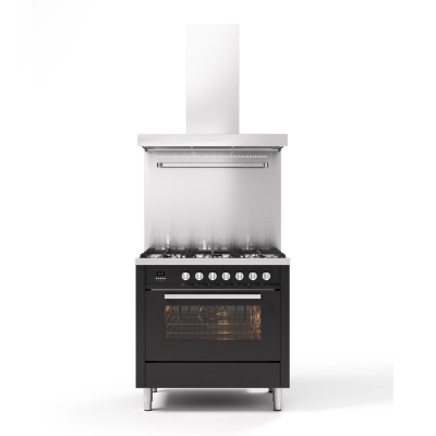 Cuisinière à gaz de comptoir Ilve l09 avec hotte graphite 90 cm - Ligne Pro