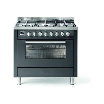 Cuisinière à gaz de comptoir Ilve l09 avec hotte graphite 90 cm - Ligne Pro