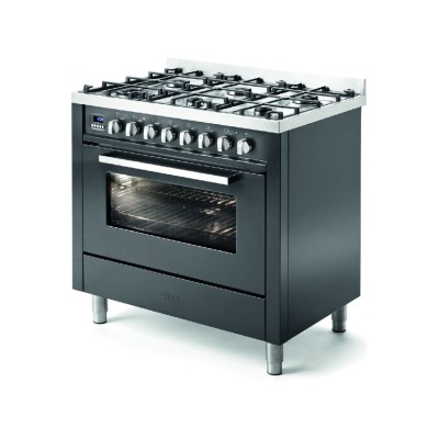 Cuisinière à gaz de comptoir Ilve l09 avec hotte graphite 90 cm - Ligne Pro