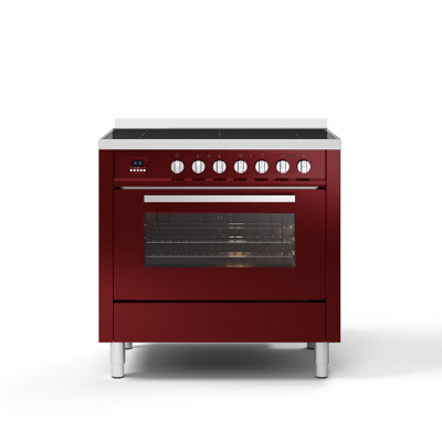 Ilve L09 90 cm Burgunderroter Induktionsherd für die Arbeitsplatte – Pro Line