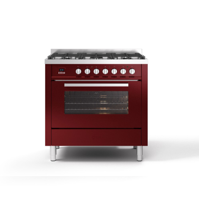 Ilve L09 90 cm Burgunderroter Gasherd für die Arbeitsplatte – Pro Line