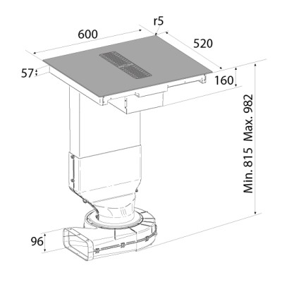 Airforce Aspira Centrale baby Essence plaque à induction avec hotte intégrée 60 cm